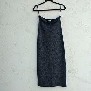 ABERCROMBIE & FITCH Strapless Sweetheart Neckline Black Metallic Dress Size L
